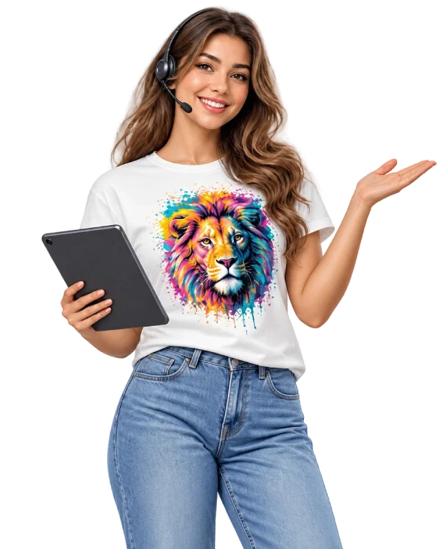 Woman wearing a printed DTF T-shirt